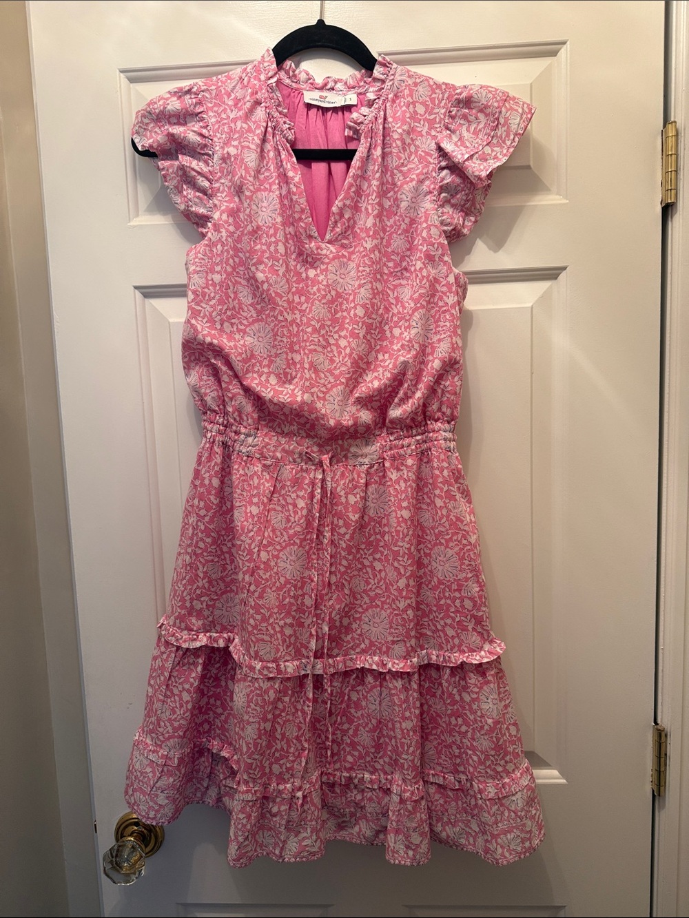 Vineyard Vines Pink Floral Tiered Ruffle Dress